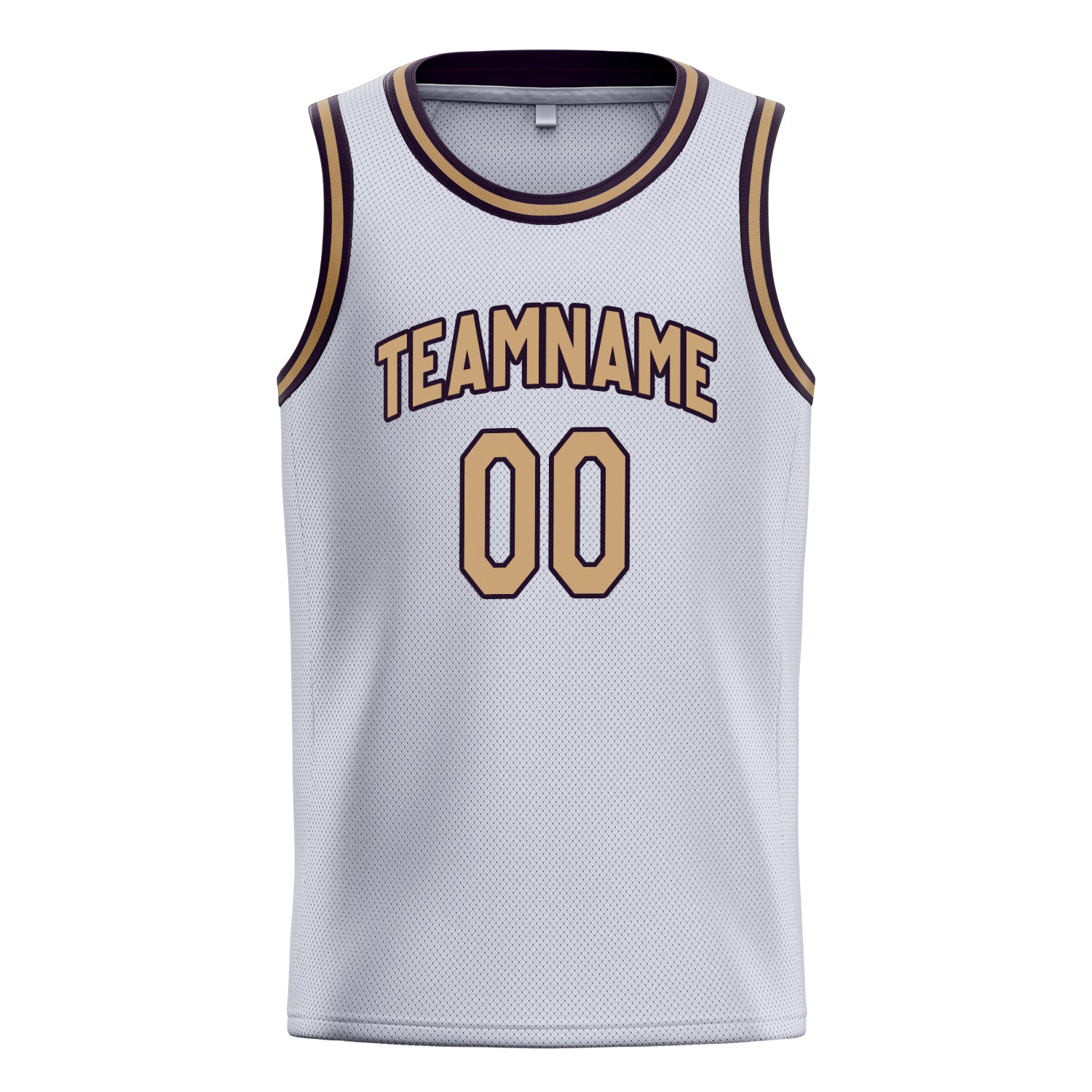 Personalized White & Old Gold Solid Color Basketball Jersey