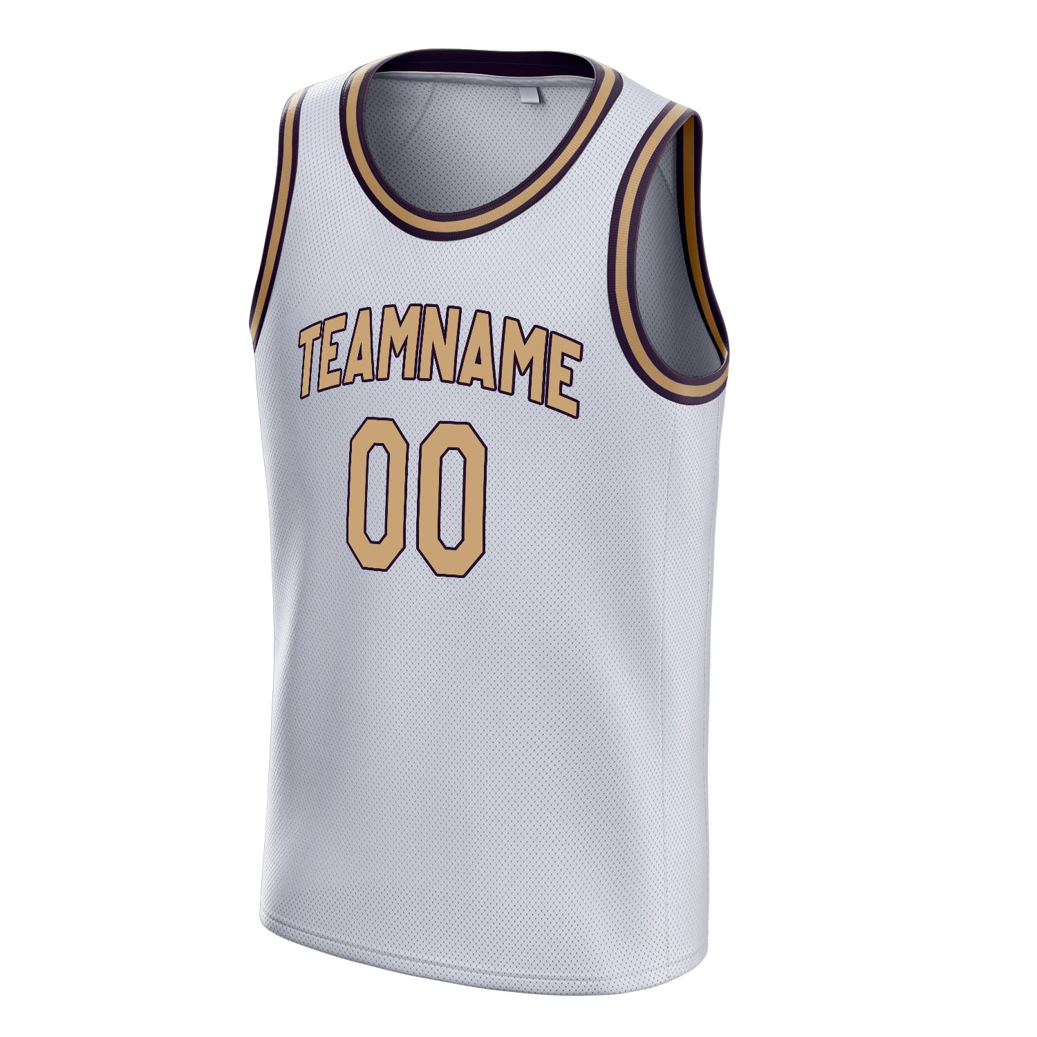 Personalized White & Old Gold Solid Color Basketball Jersey