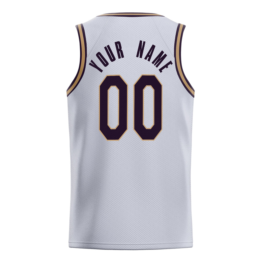 Personalized White & Black Solid Color Basketball Jersey