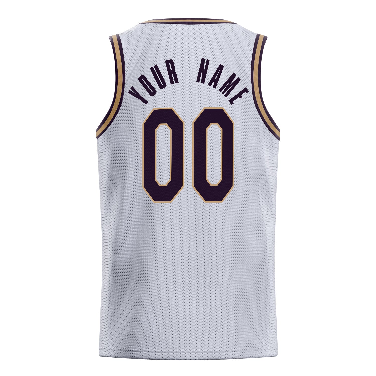 Personalized White & Black Solid Color Basketball Jersey
