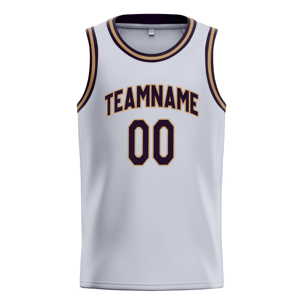 Personalized White & Black Solid Color Basketball Jersey