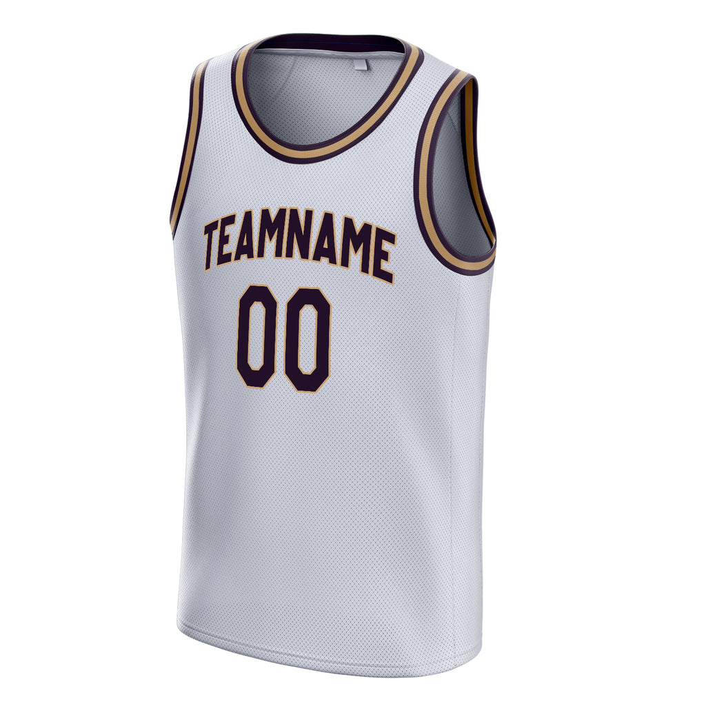 Personalized White & Black Solid Color Basketball Jersey