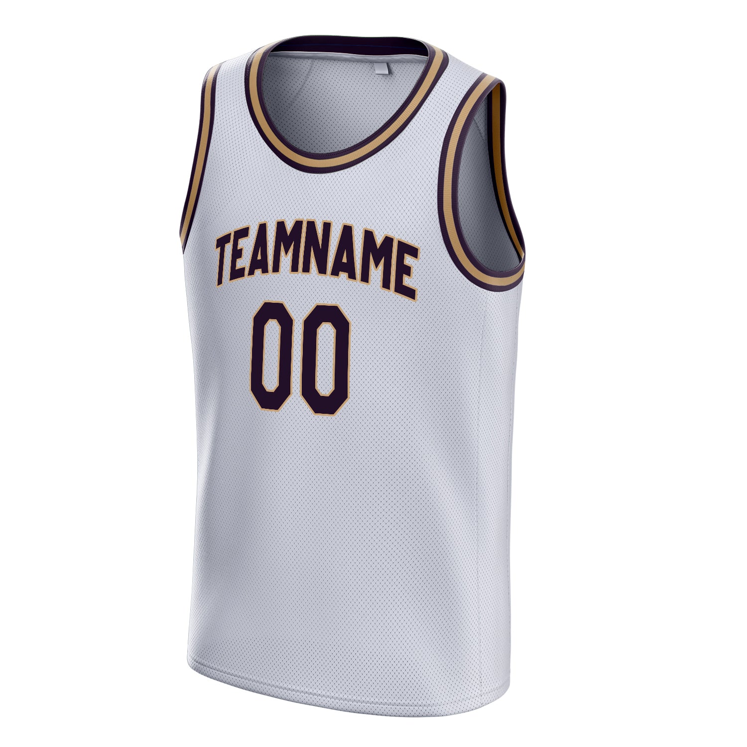 Personalized White & Black Solid Color Basketball Jersey