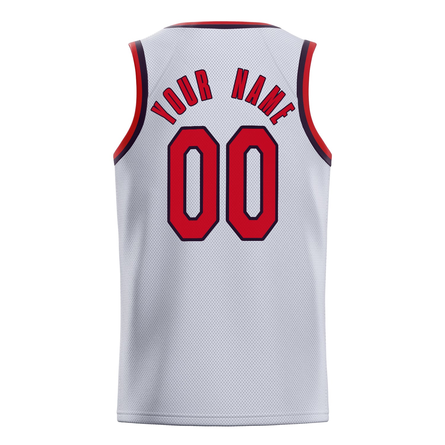 Personalized White & Red Solid Color Basketball Jersey