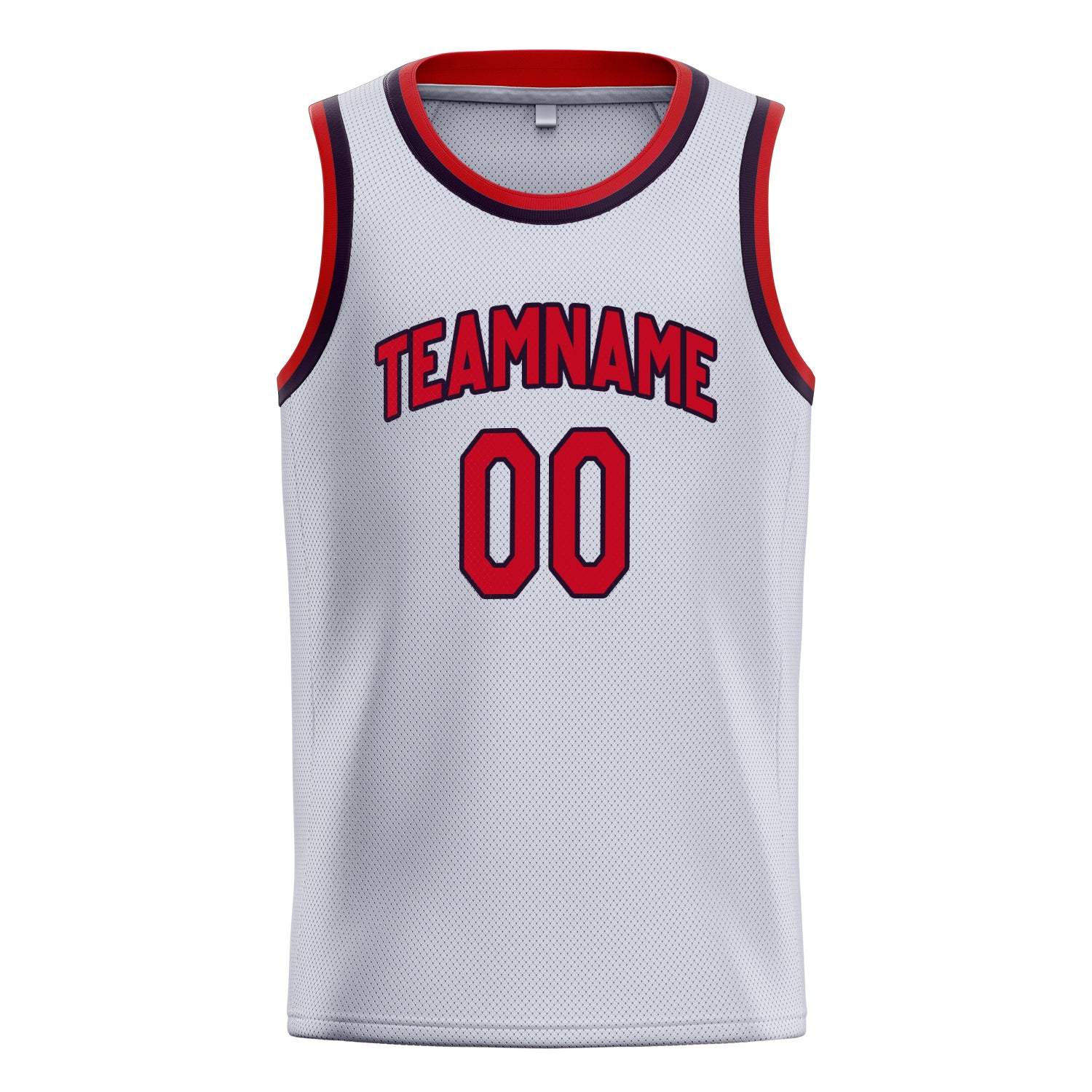 Personalized White & Red Solid Color Basketball Jersey