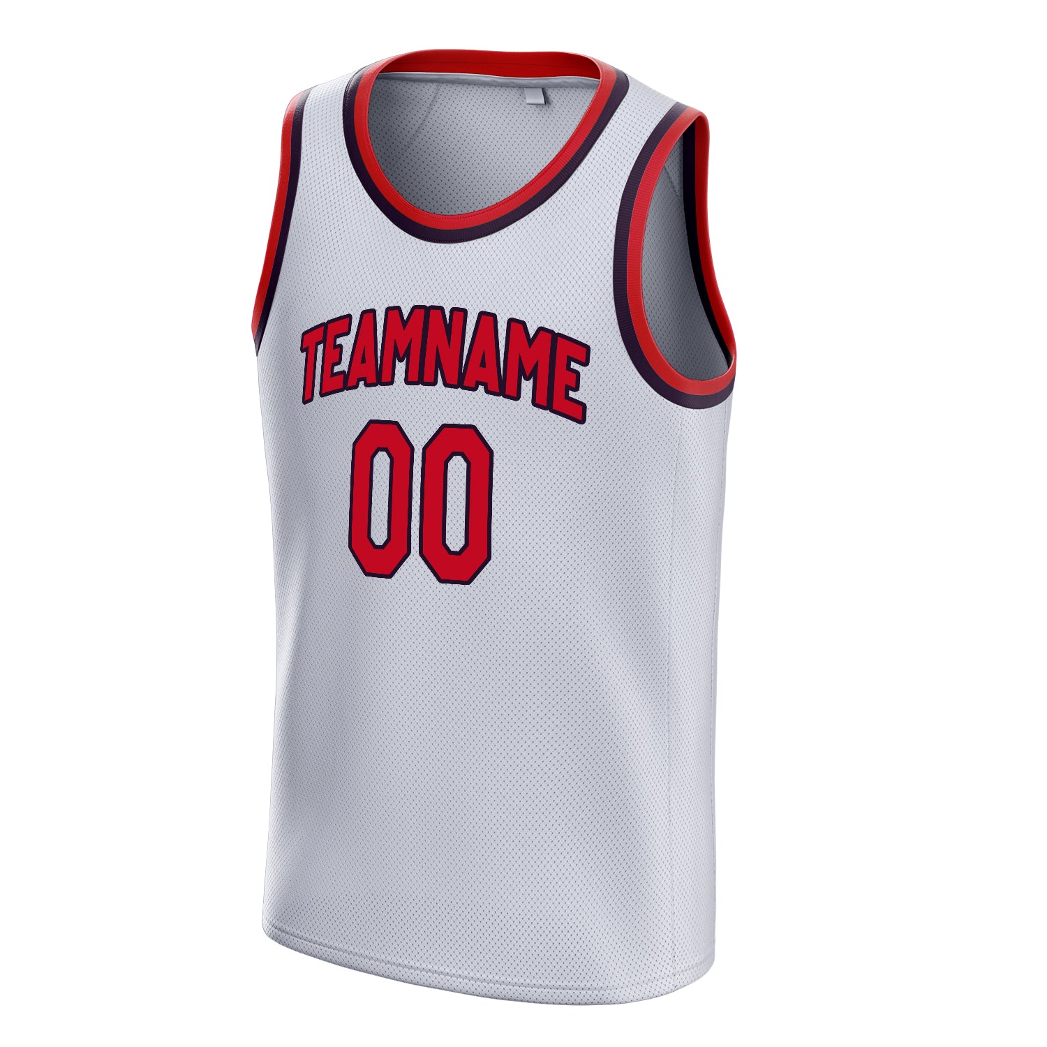 Personalized White & Red Solid Color Basketball Jersey