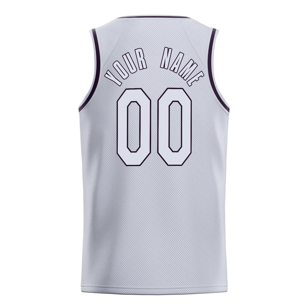 Personalized White & Black Solid Color Basketball Jersey