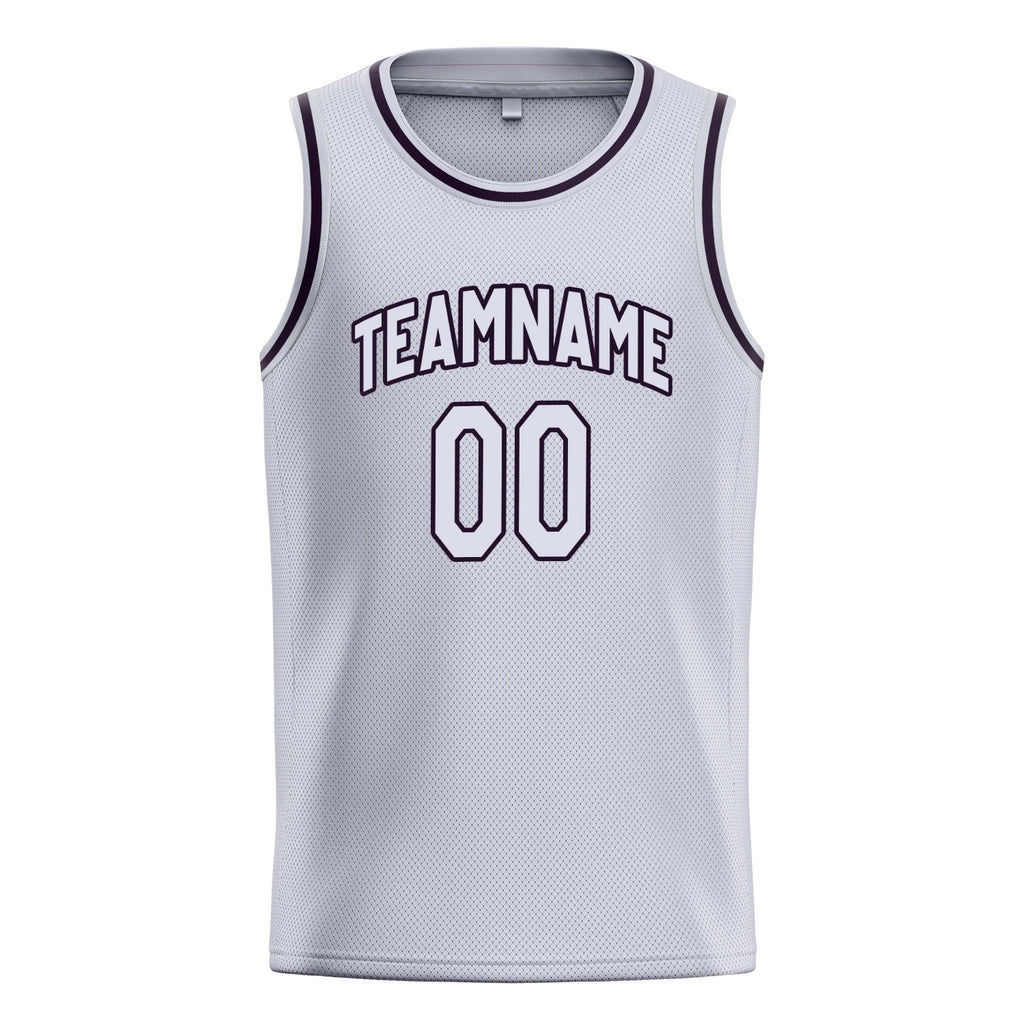 Personalized White & Black Solid Color Basketball Jersey