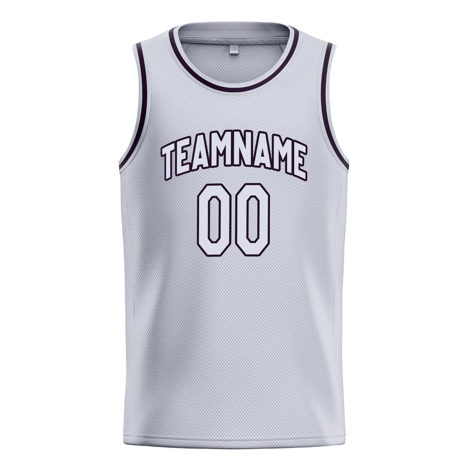 Personalized White & Black Solid Color Basketball Jersey