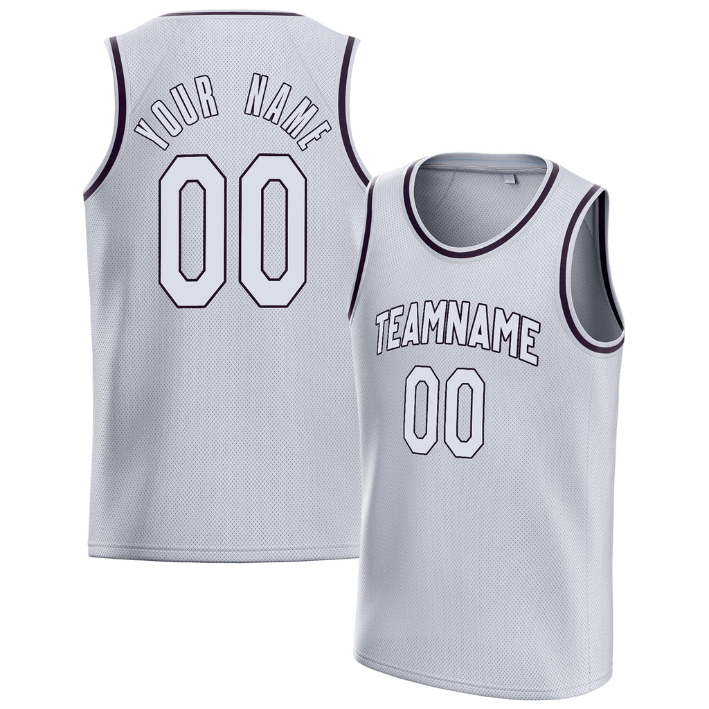 Personalized White & Black Solid Color Basketball Jersey