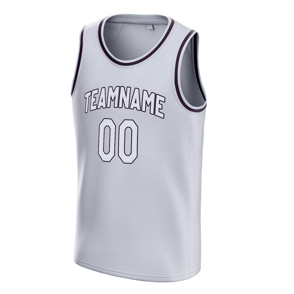 Personalized White & Black Solid Color Basketball Jersey