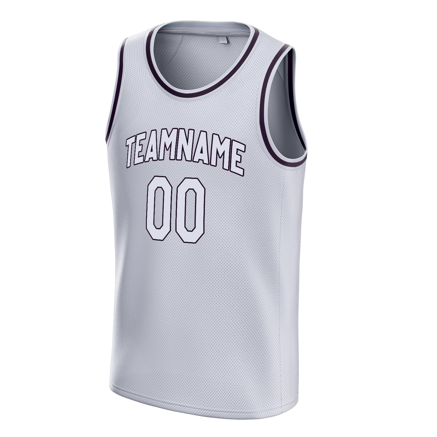 Personalized White & Black Solid Color Basketball Jersey