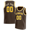 Personalized Brown & Gold White Pinstripe Basketball Jersey