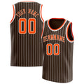 Personalized Brown & Orange White Pinstripe Basketball Jersey
