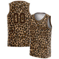 Personalized Brown & Old Gold Leopard Print Basketball Jersey