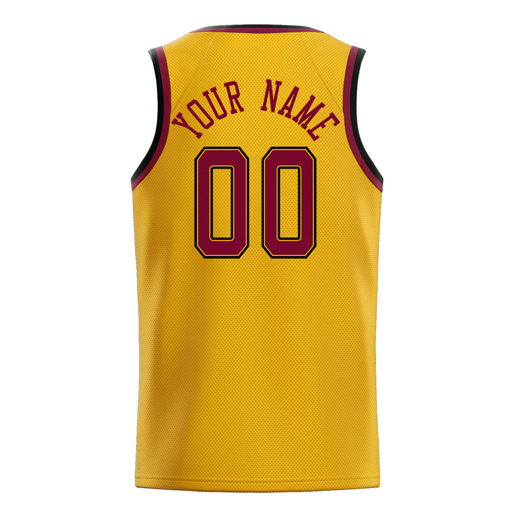 Personalized Gold & Maroon Solid Color Basketball Jersey