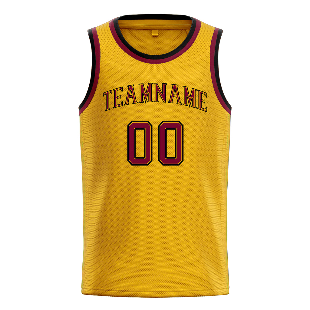 Personalized Gold & Maroon Solid Color Basketball Jersey