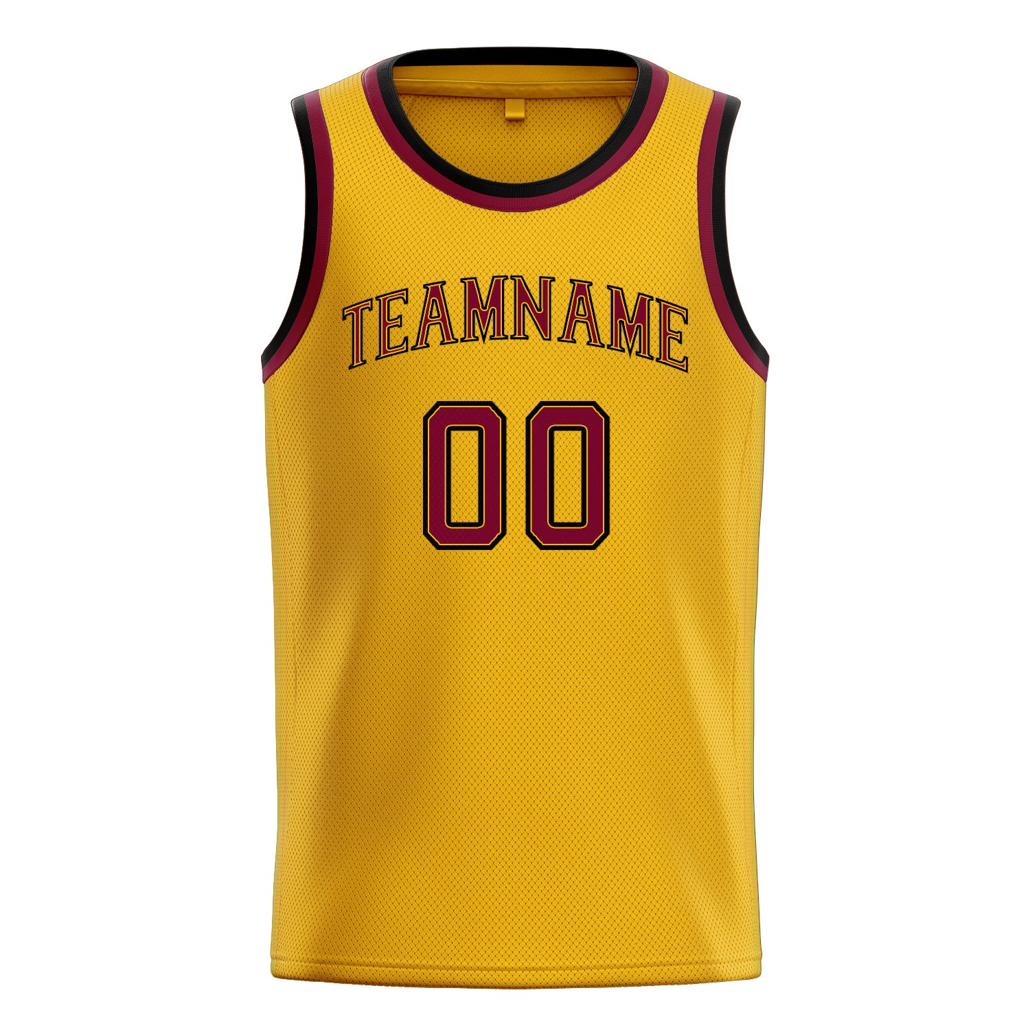 Personalized Gold & Maroon Solid Color Basketball Jersey