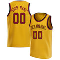 Personalized Gold & Maroon Solid Color Basketball Jersey