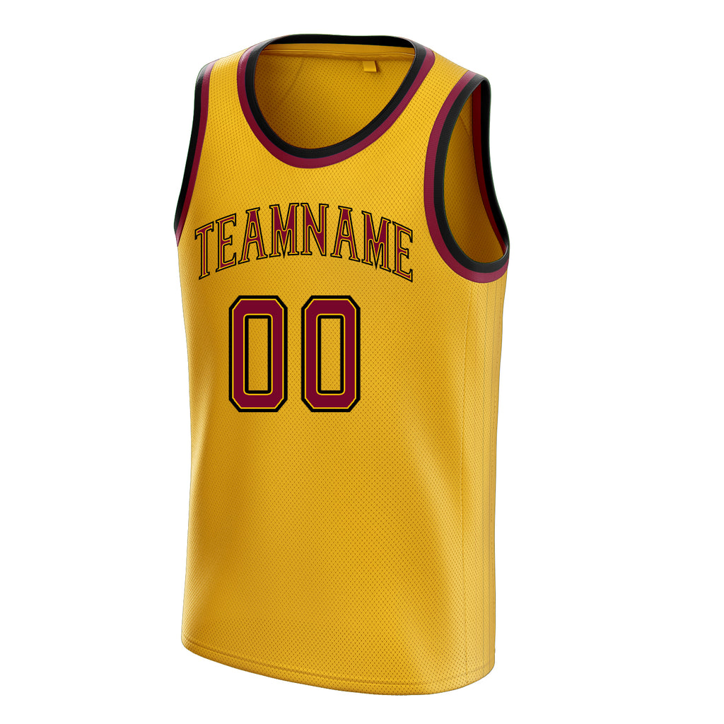 Personalized Gold & Maroon Solid Color Basketball Jersey