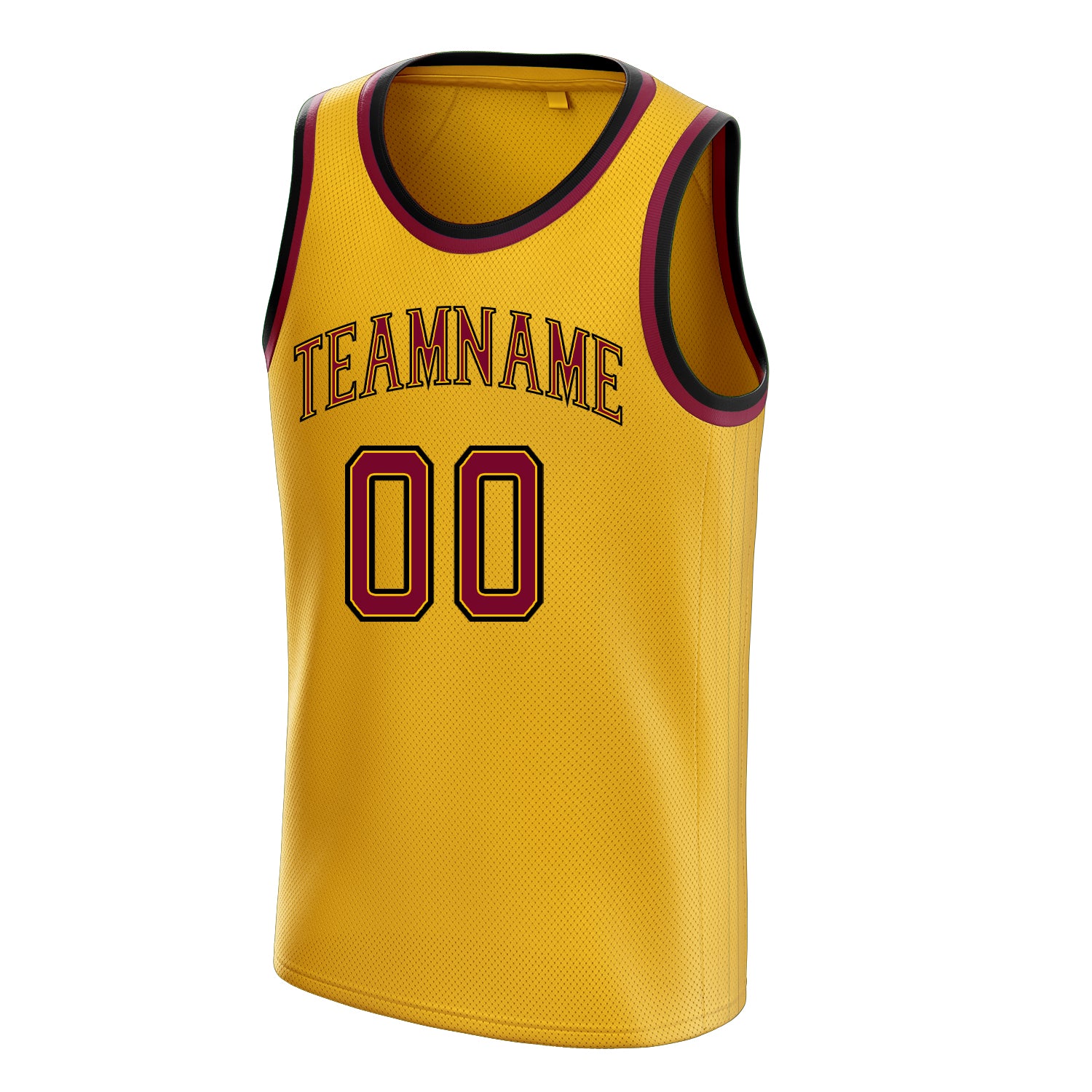 Personalized Gold & Maroon Solid Color Basketball Jersey