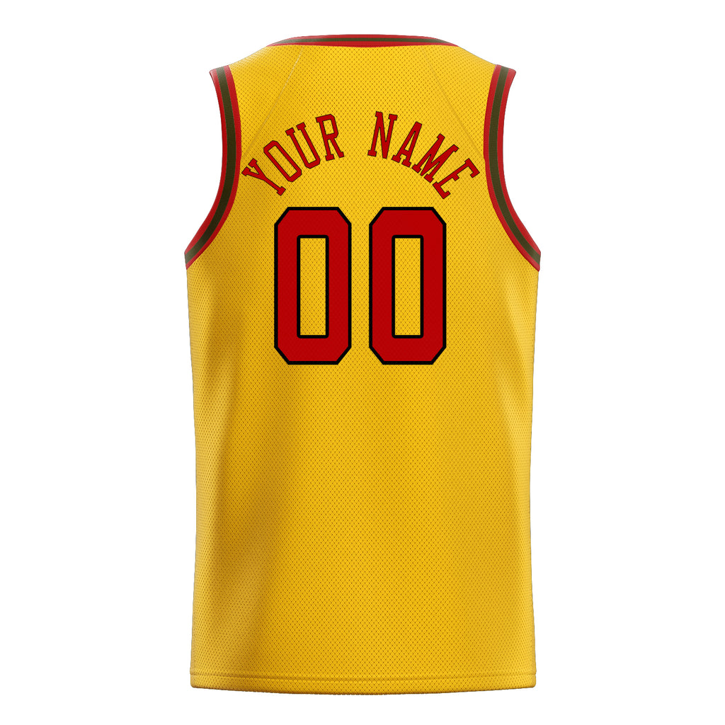 Personalized Gold & Red Solid Color Basketball Jersey