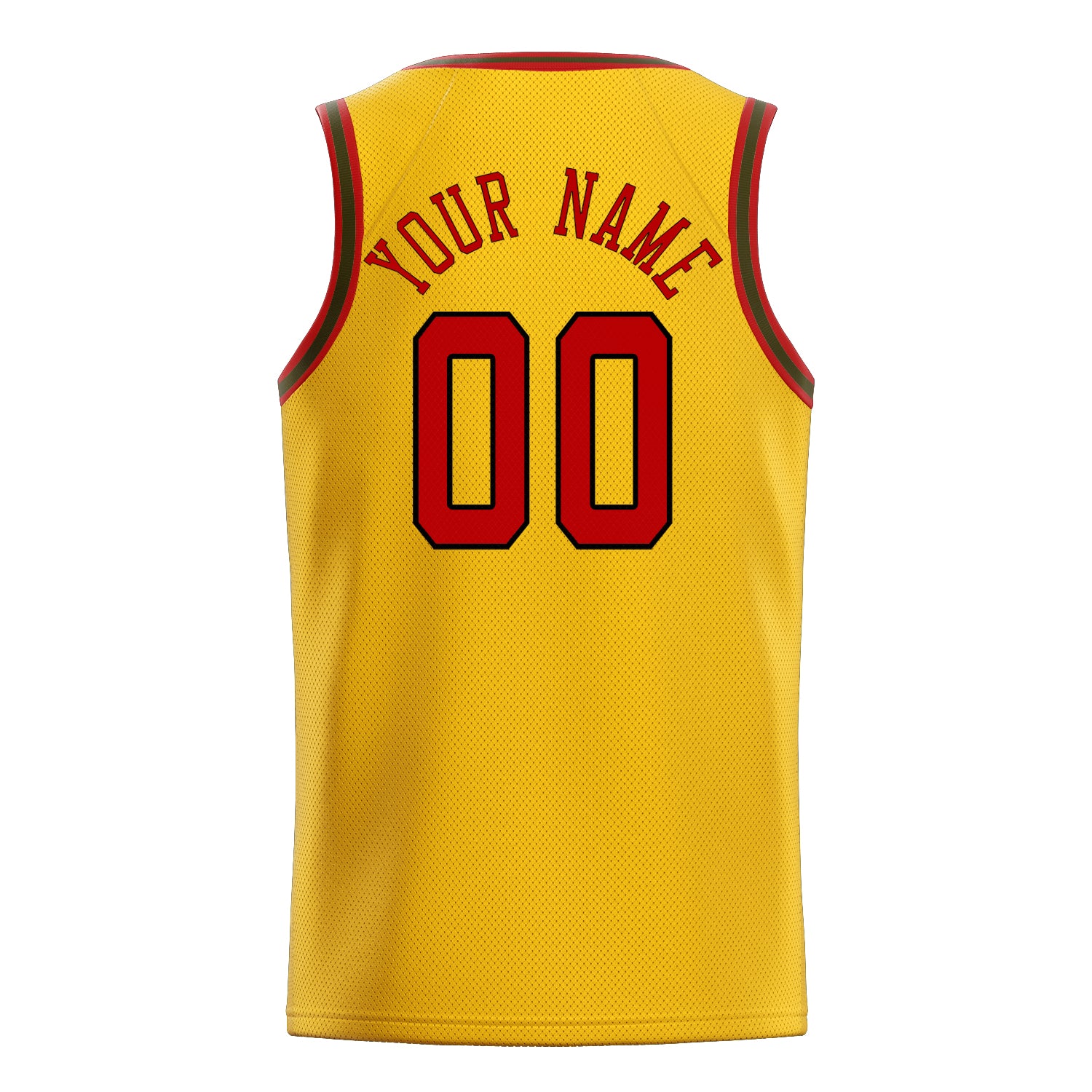 Personalized Gold & Red Solid Color Basketball Jersey