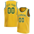 Personalized Gold & Kelly Green White Pinstripe Basketball Jersey