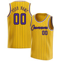 Personalized Gold & Purple Black Pinstripe Basketball Jersey