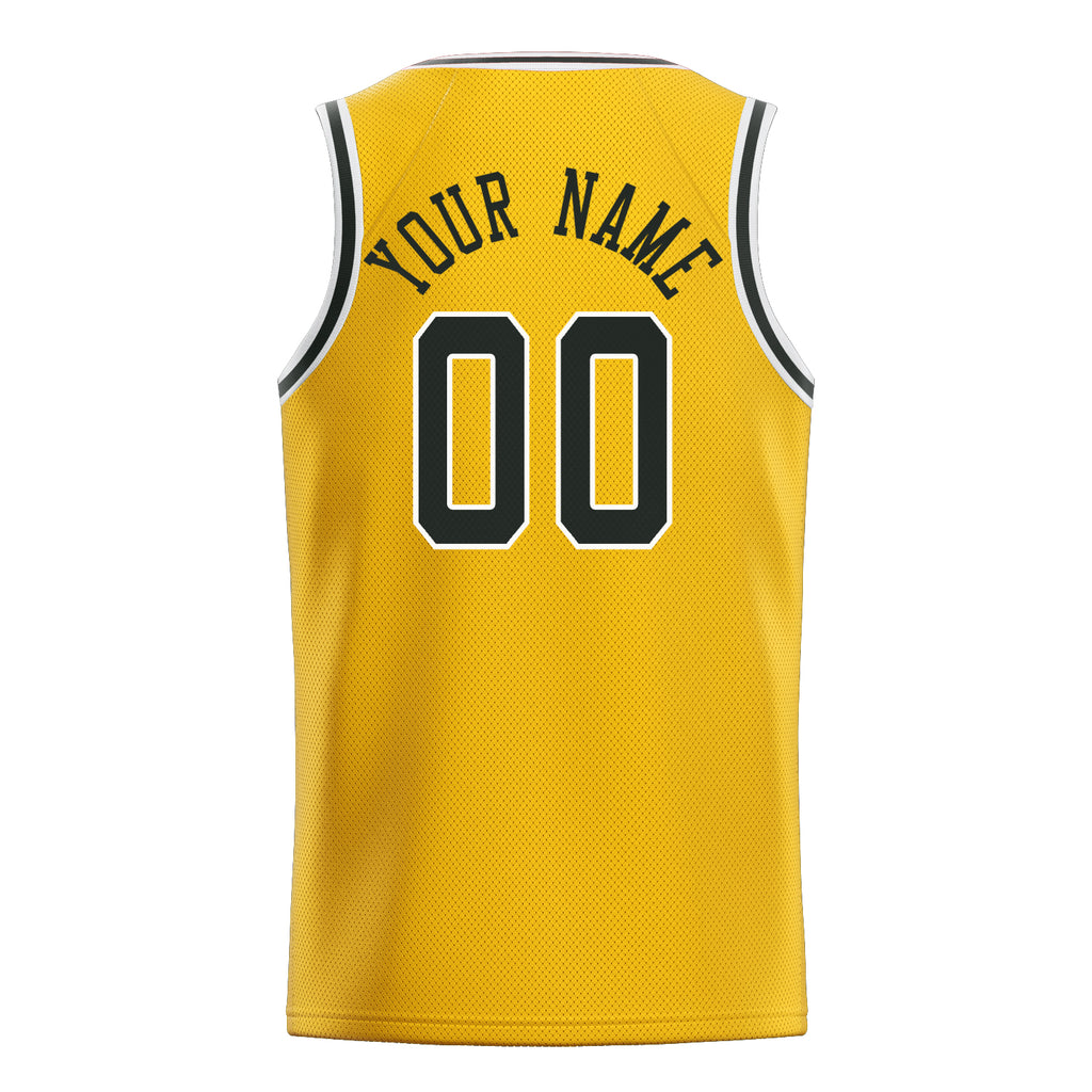 Personalized Gold & Black Solid Color Basketball Jersey