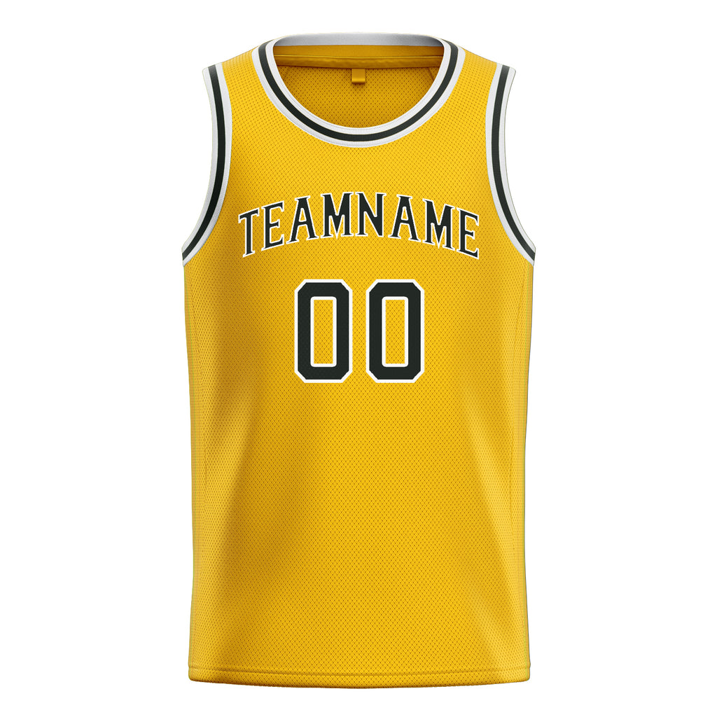 Personalized Gold & Black Solid Color Basketball Jersey