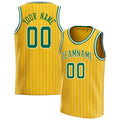 Personalized Gold & Kelly Green White Pinstripe Basketball Jersey