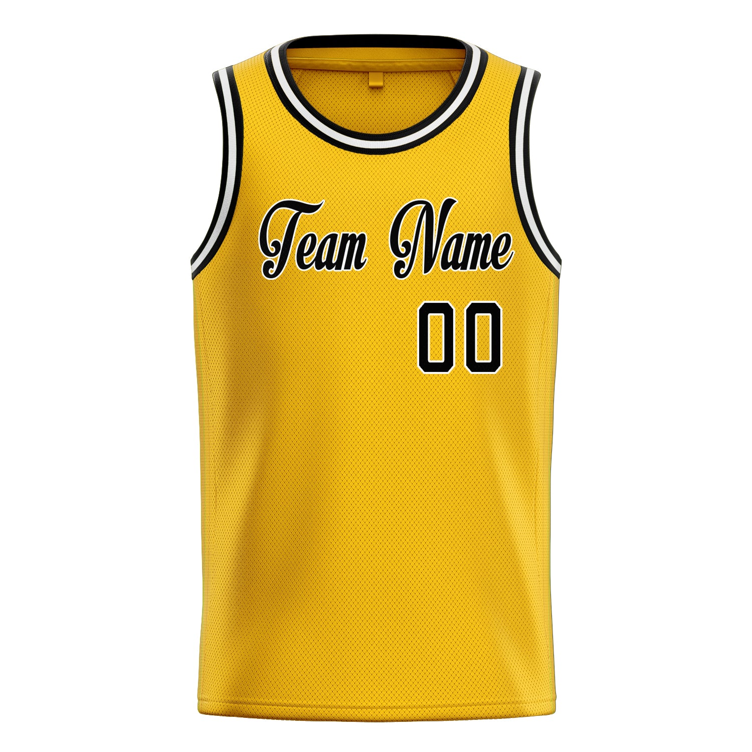 Personalized Gold & Black Solid Color Basketball Jersey