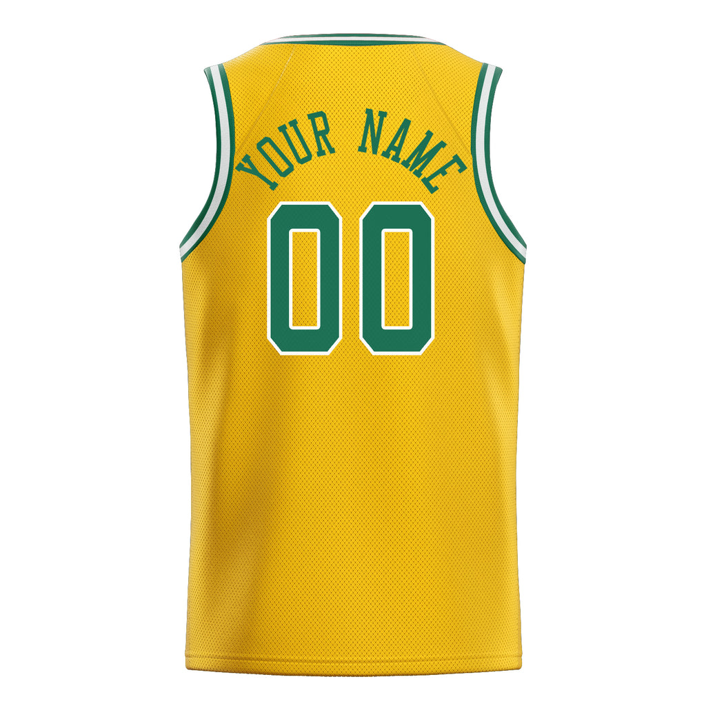 Personalized Gold & Kelly Green Solid Color Basketball Jersey