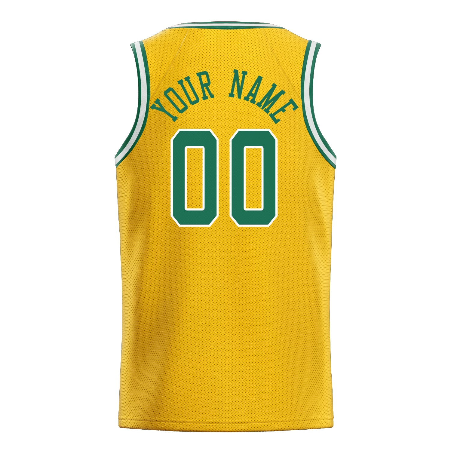 Personalized Gold & Kelly Green Solid Color Basketball Jersey