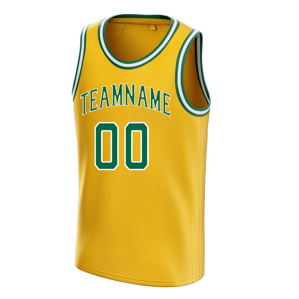 Personalized Gold & Kelly Green Solid Color Basketball Jersey