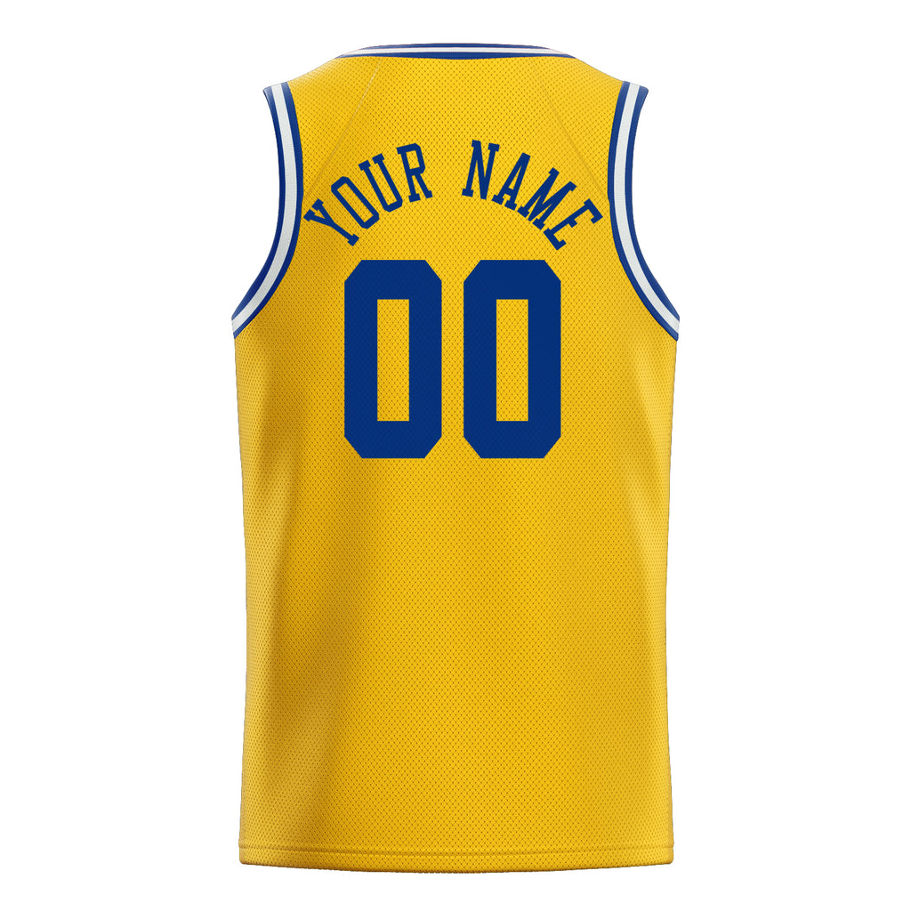Personalized Gold & Royal Solid Color Basketball Jersey