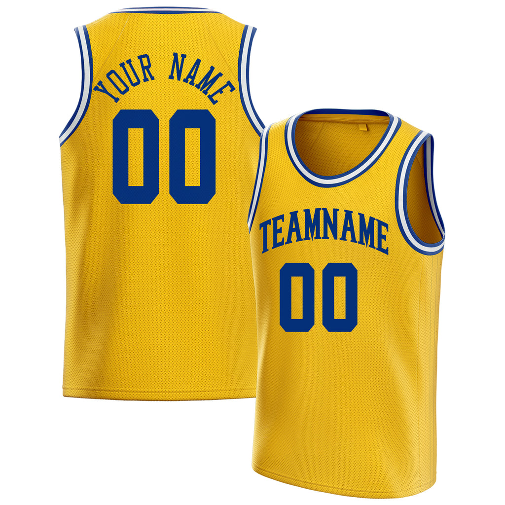 Personalized Gold & Royal Solid Color Basketball Jersey