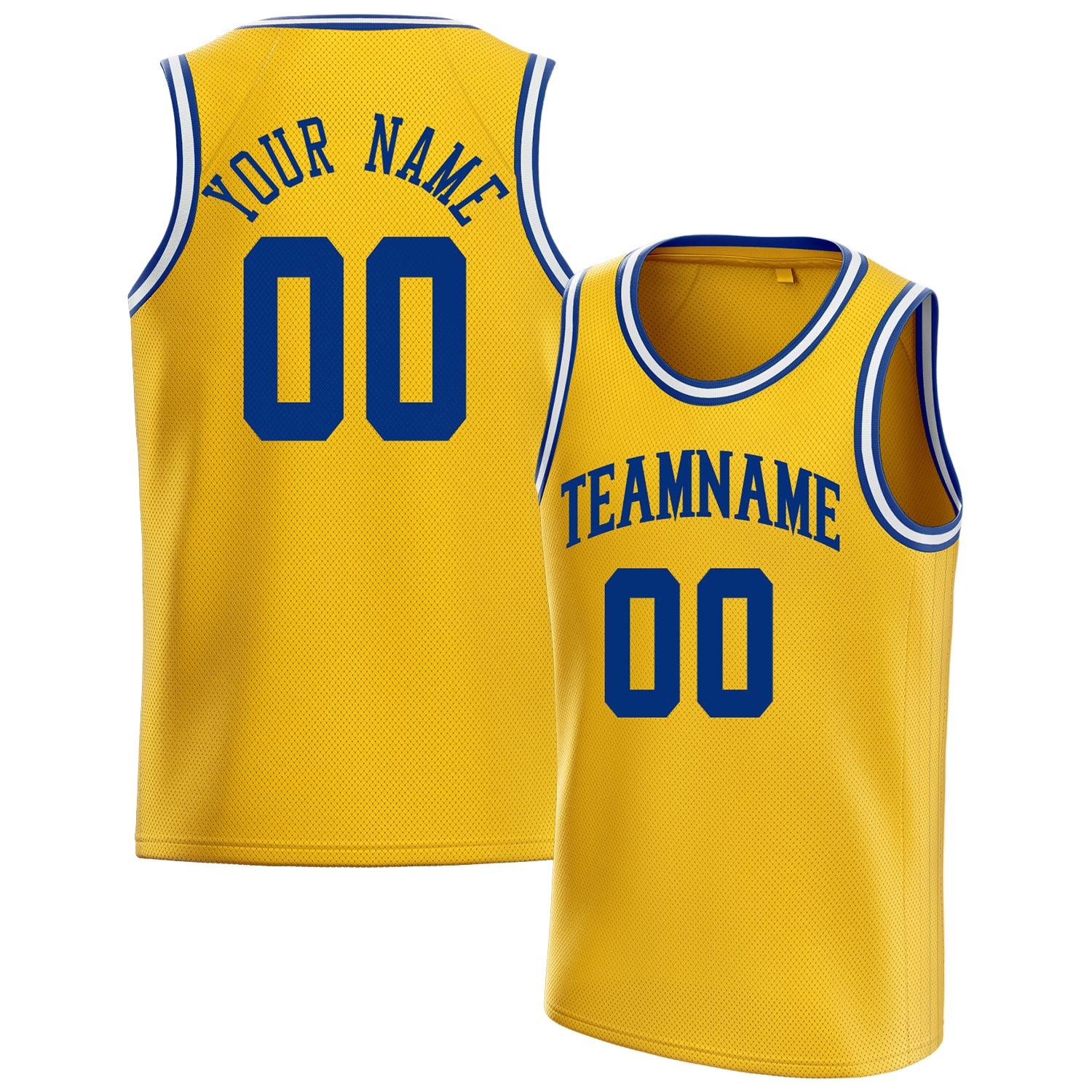 Personalized Gold & Royal Solid Color Basketball Jersey