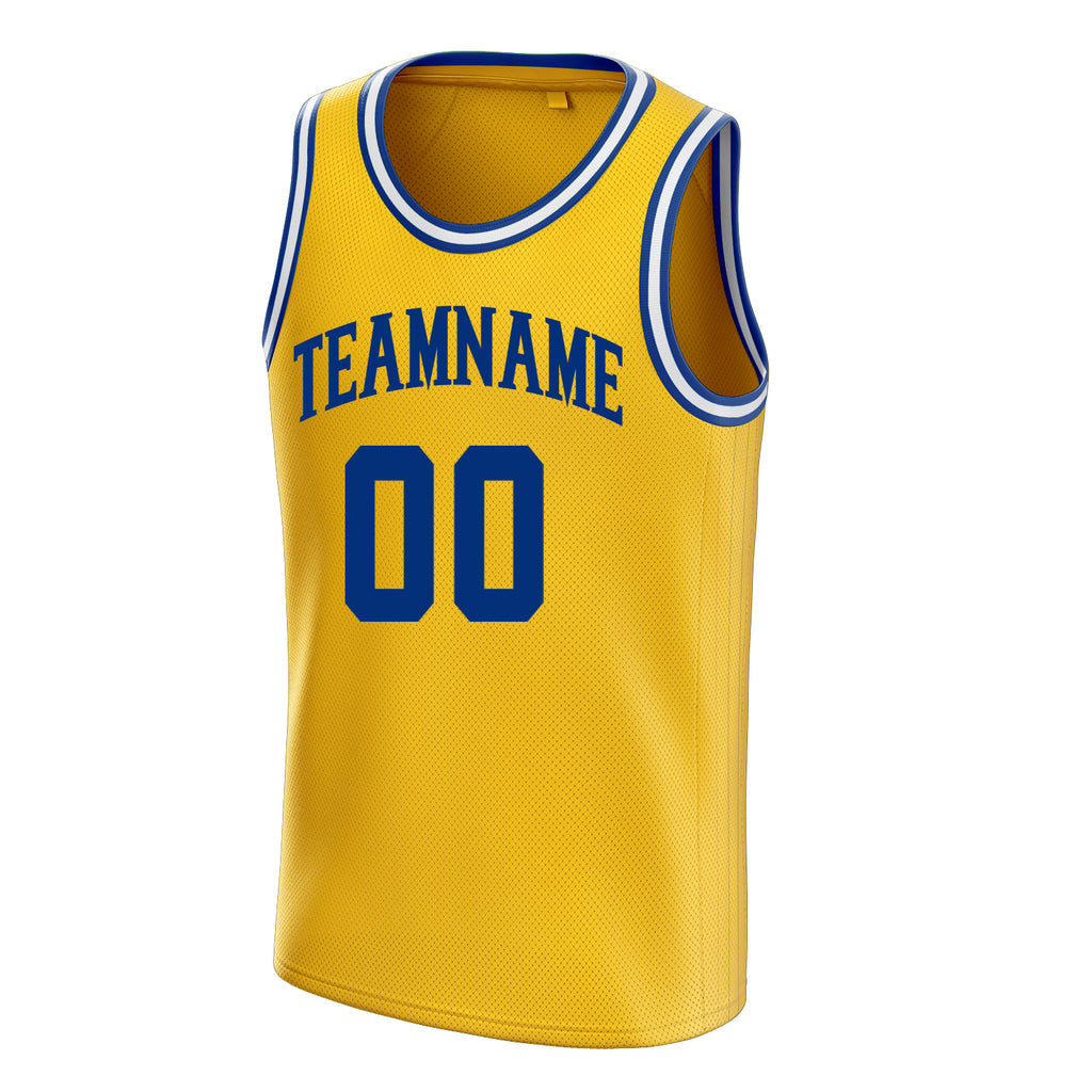 Personalized Gold & Royal Solid Color Basketball Jersey