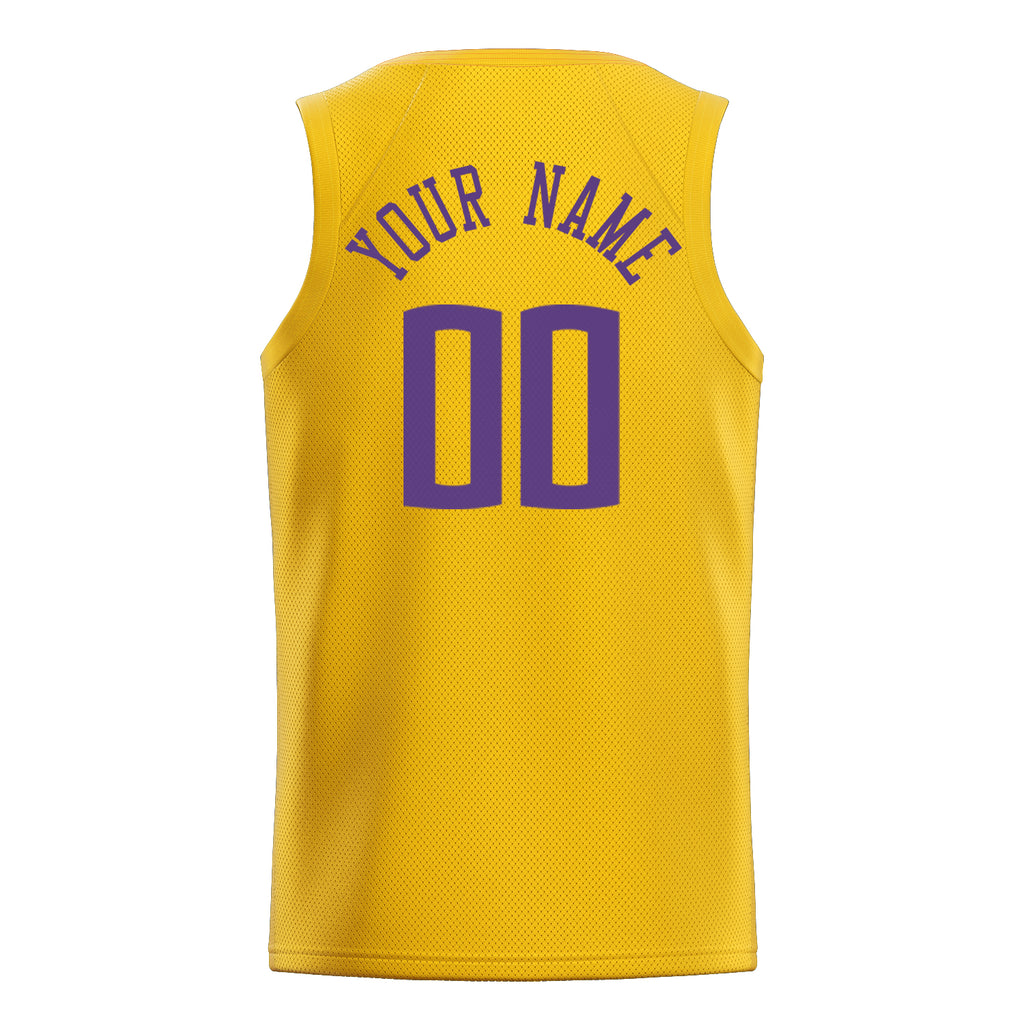 Personalized Gold & Purple Solid Color Basketball Jersey