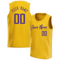 Personalized Gold & Purple Solid Color Basketball Jersey