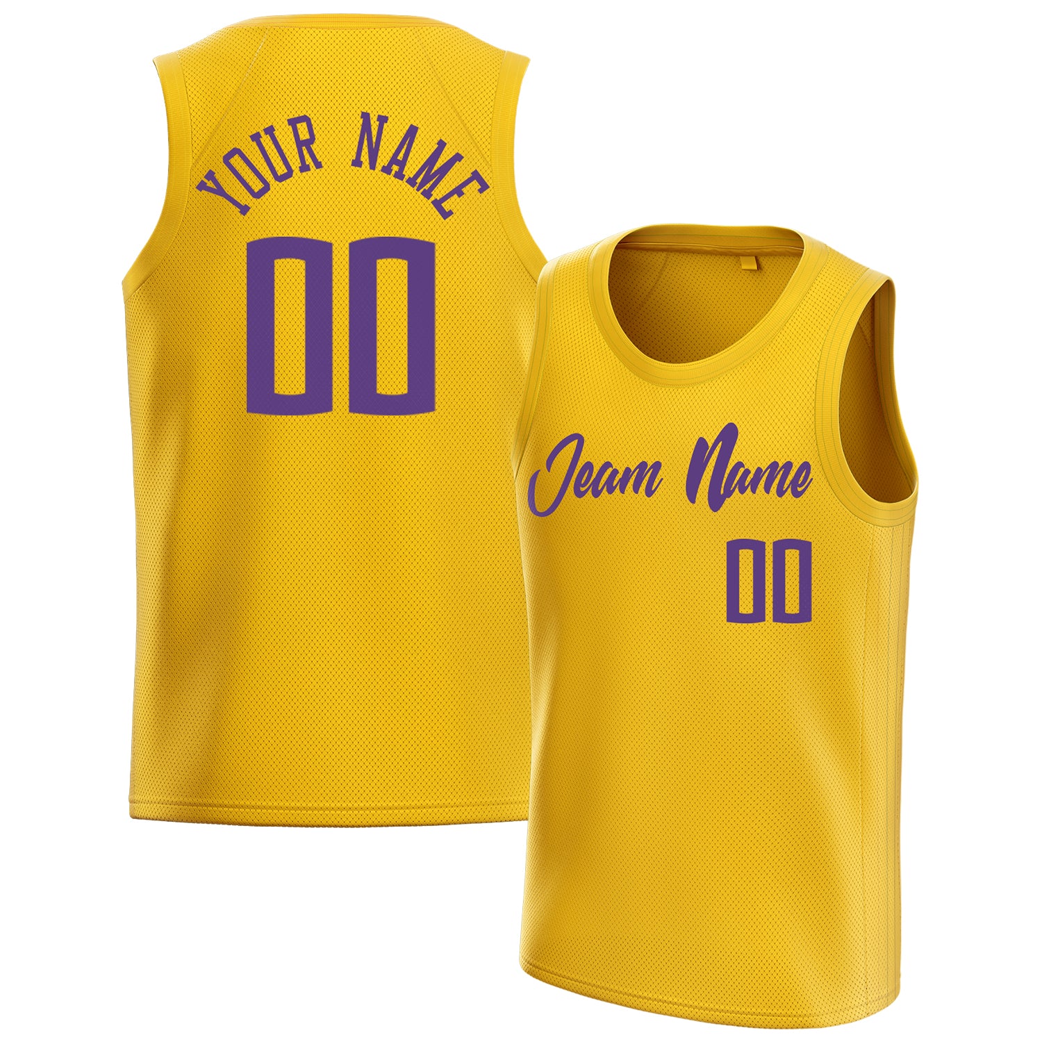 Personalized Gold & Purple Solid Color Basketball Jersey