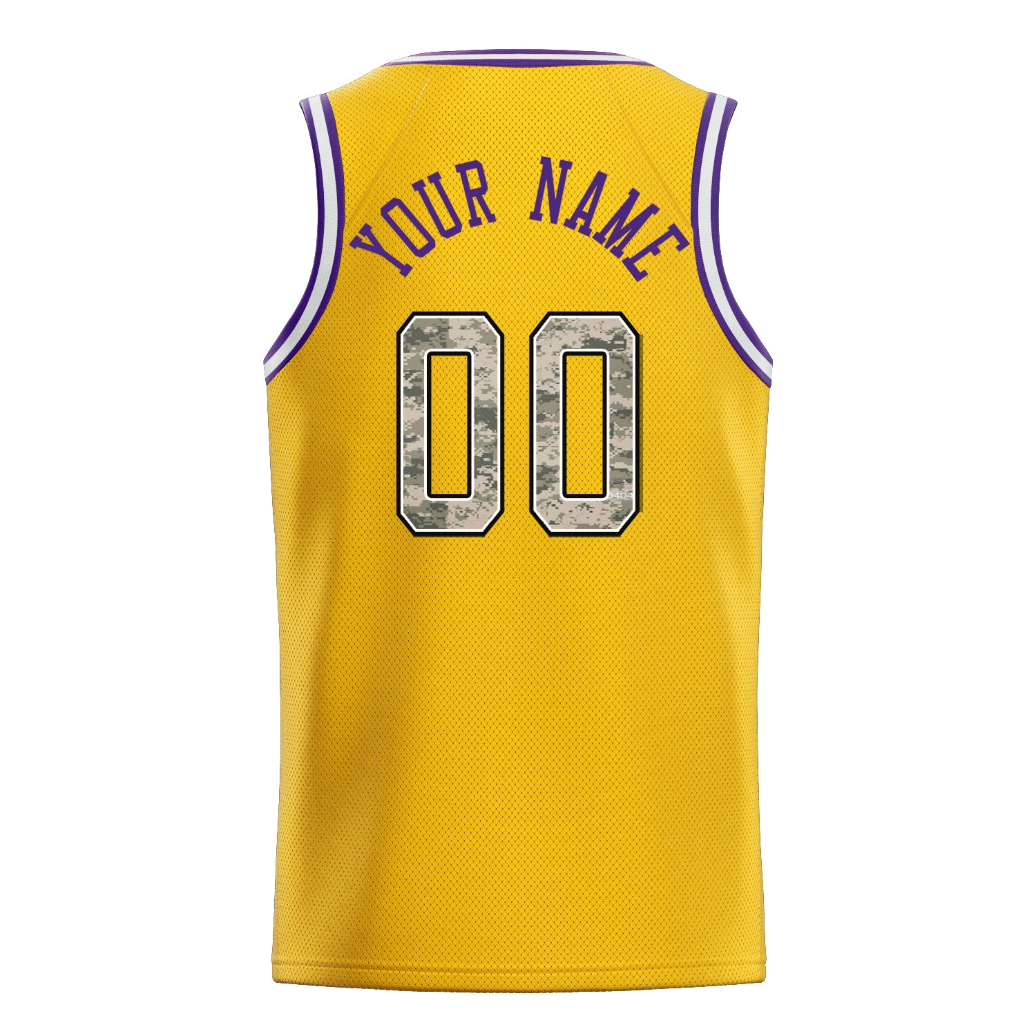 Personalized Gold & Camo Solid Color Basketball Jersey