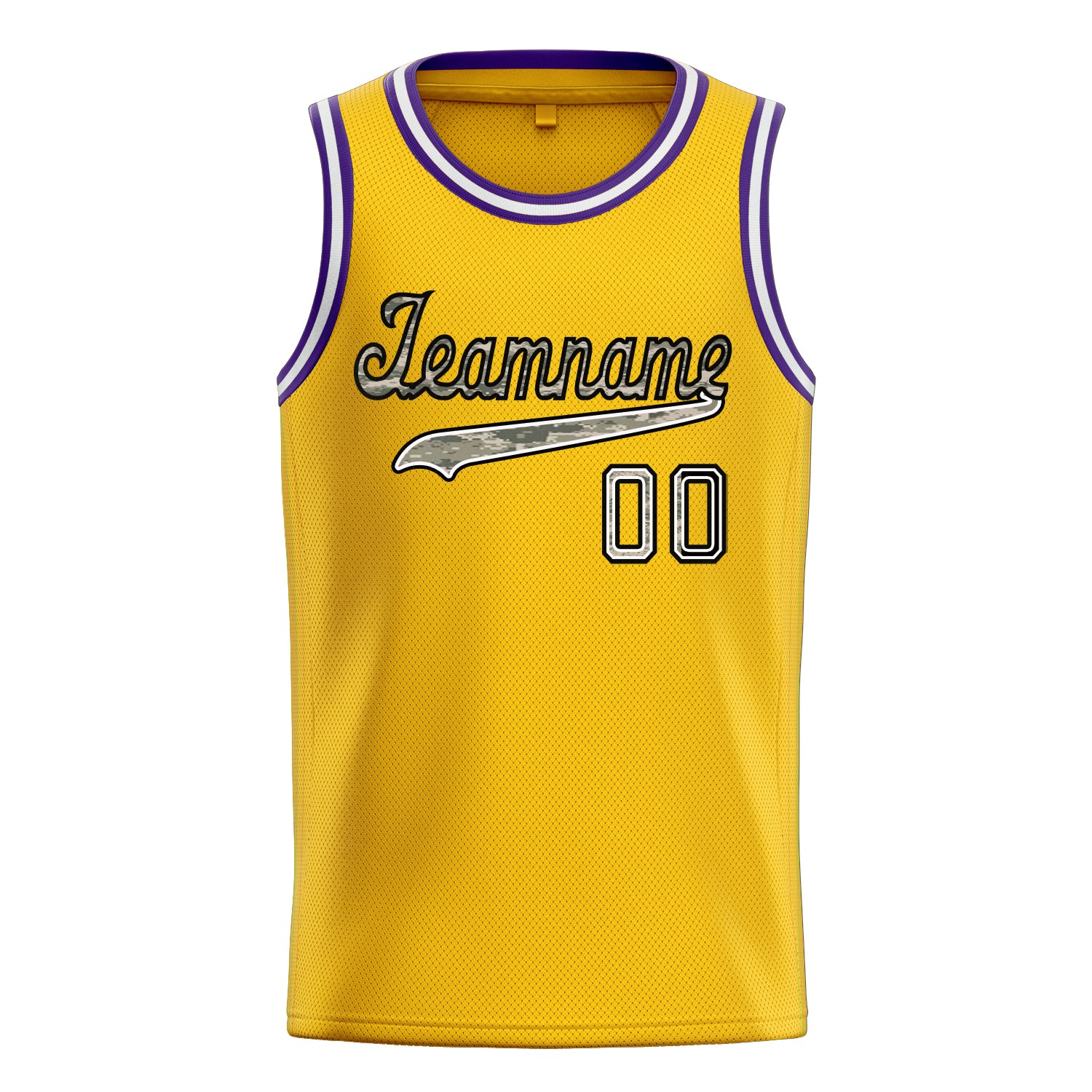 Personalized Gold & Camo Solid Color Basketball Jersey