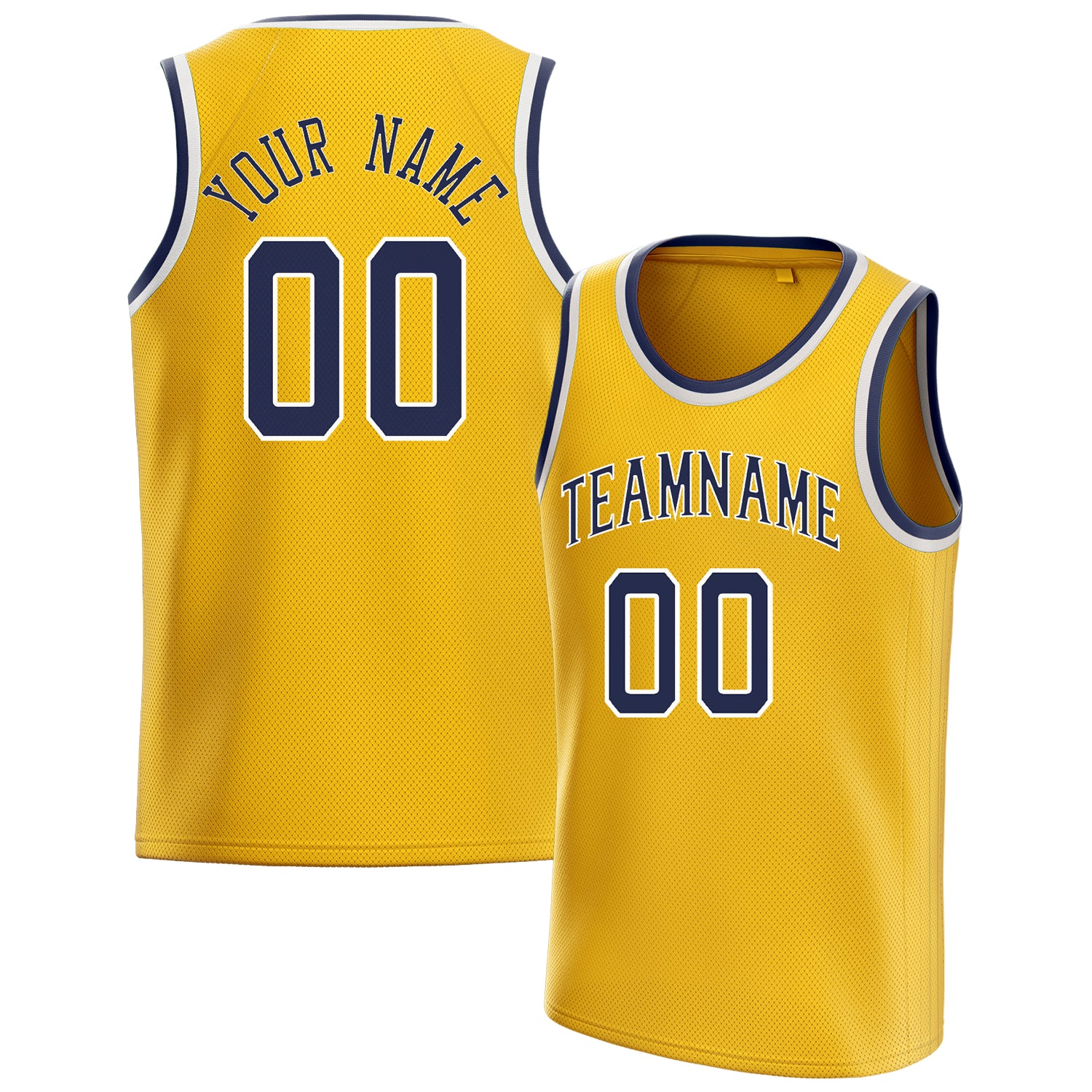Personalized Gold & Navy Solid Color Basketball Jersey