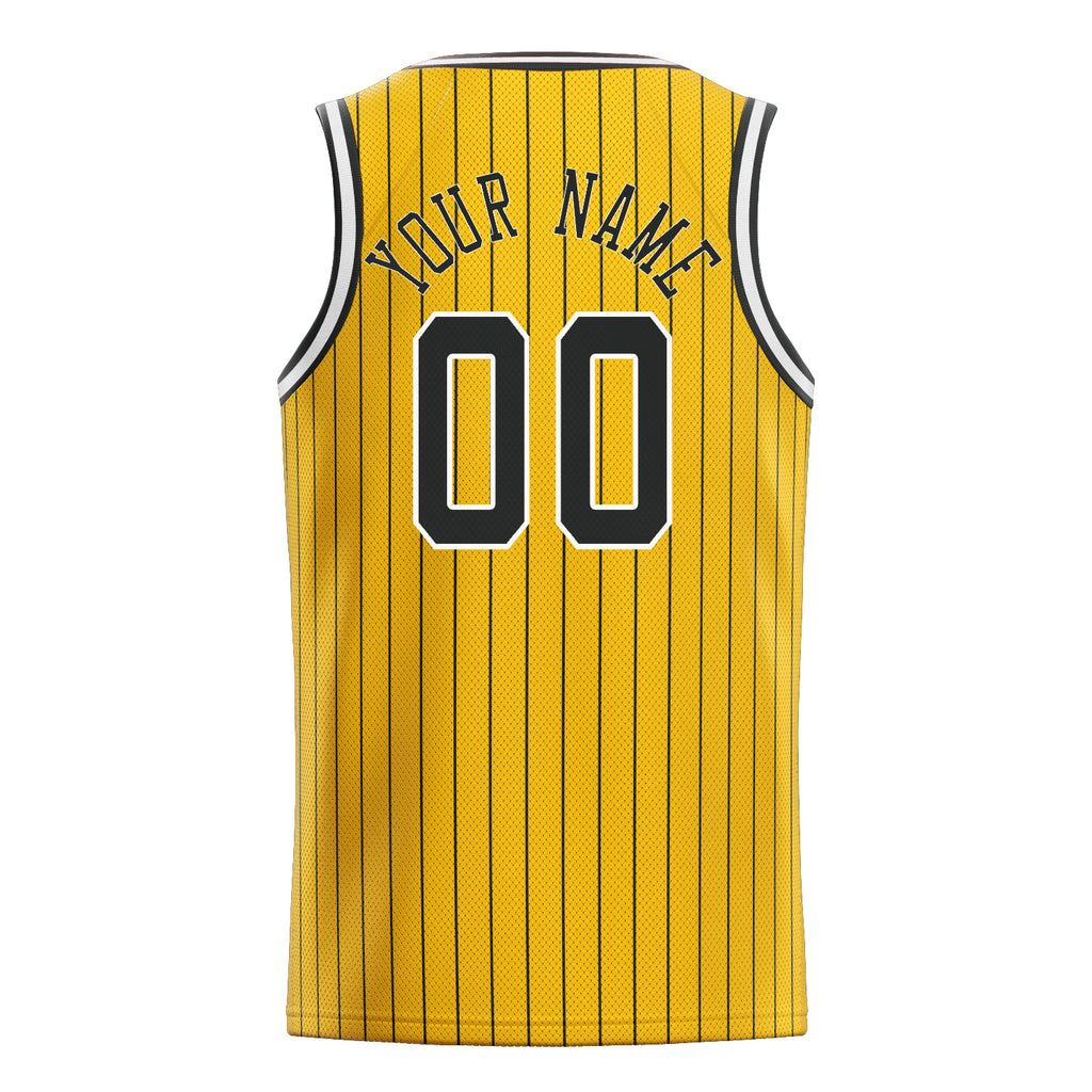 Personalized Gold & Black Pinstripe Basketball Jersey