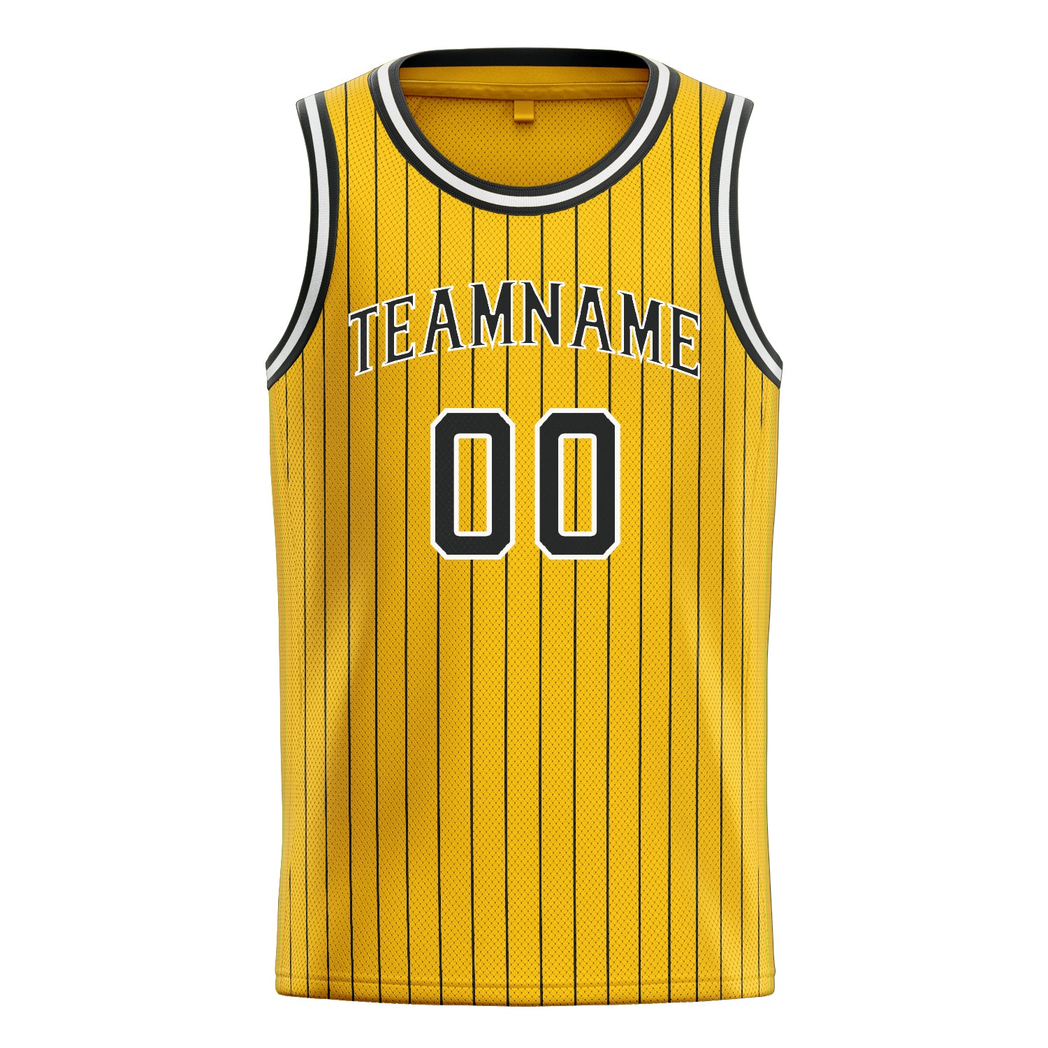 Personalized Gold & Black Pinstripe Basketball Jersey