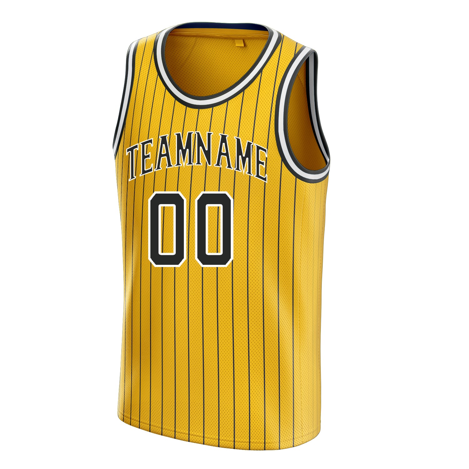 Personalized Gold & Black Pinstripe Basketball Jersey