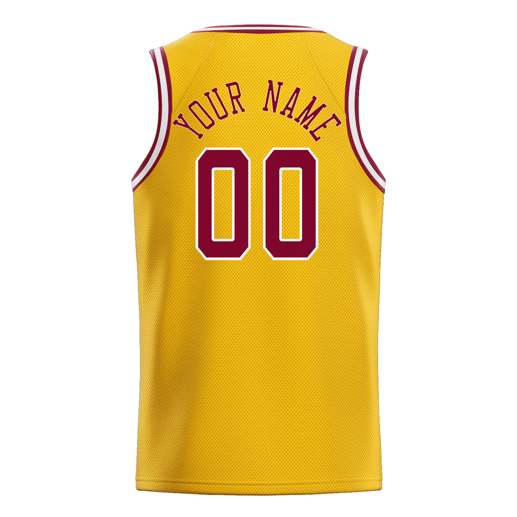 Personalized Gold & Red Solid Color Basketball Jersey